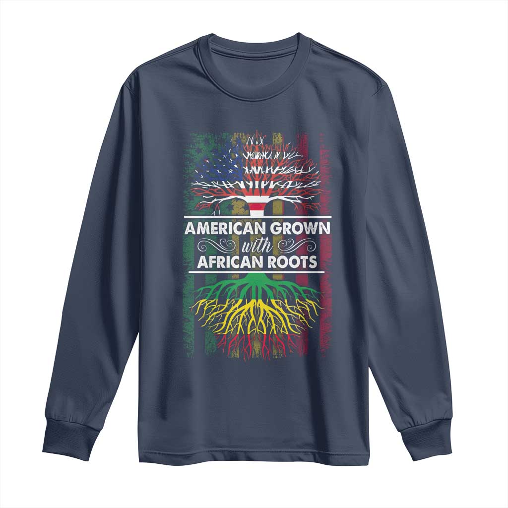 African American Roots Long Sleeve Shirt American Grown With African Roots US Flag Tree