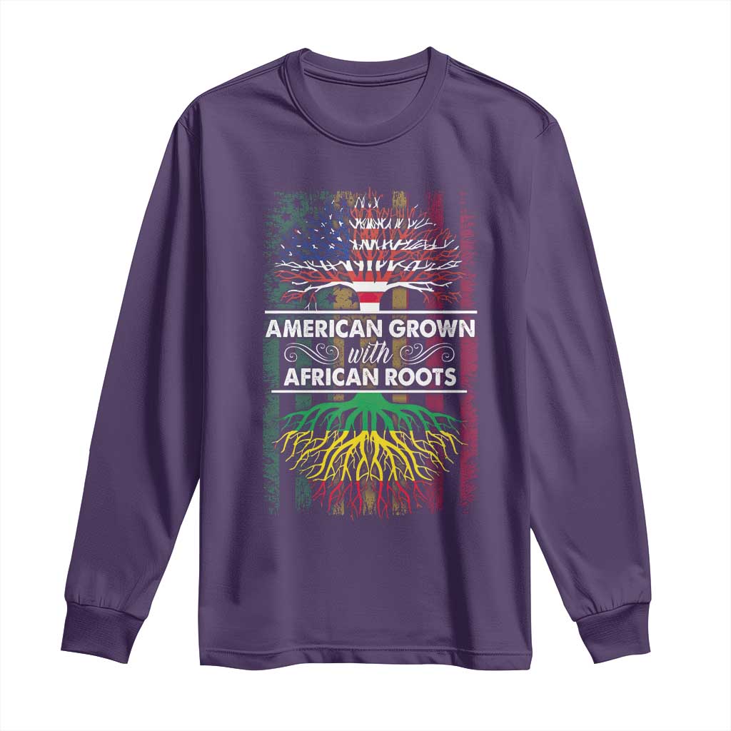 African American Roots Long Sleeve Shirt American Grown With African Roots US Flag Tree