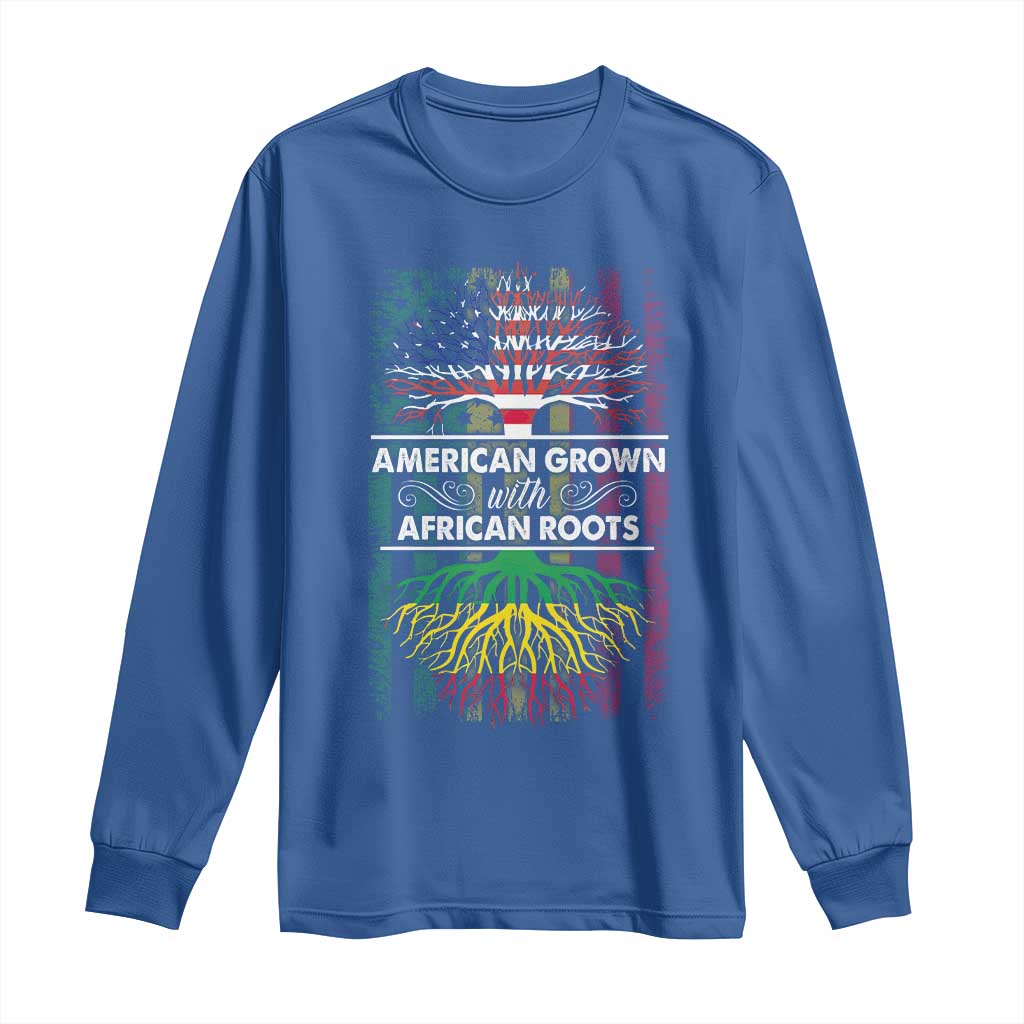 African American Roots Long Sleeve Shirt American Grown With African Roots US Flag Tree
