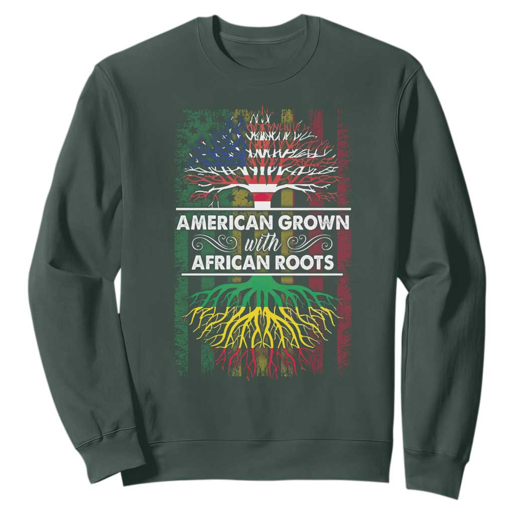 African American Roots Sweatshirt American Grown With African Roots US Flag Tree