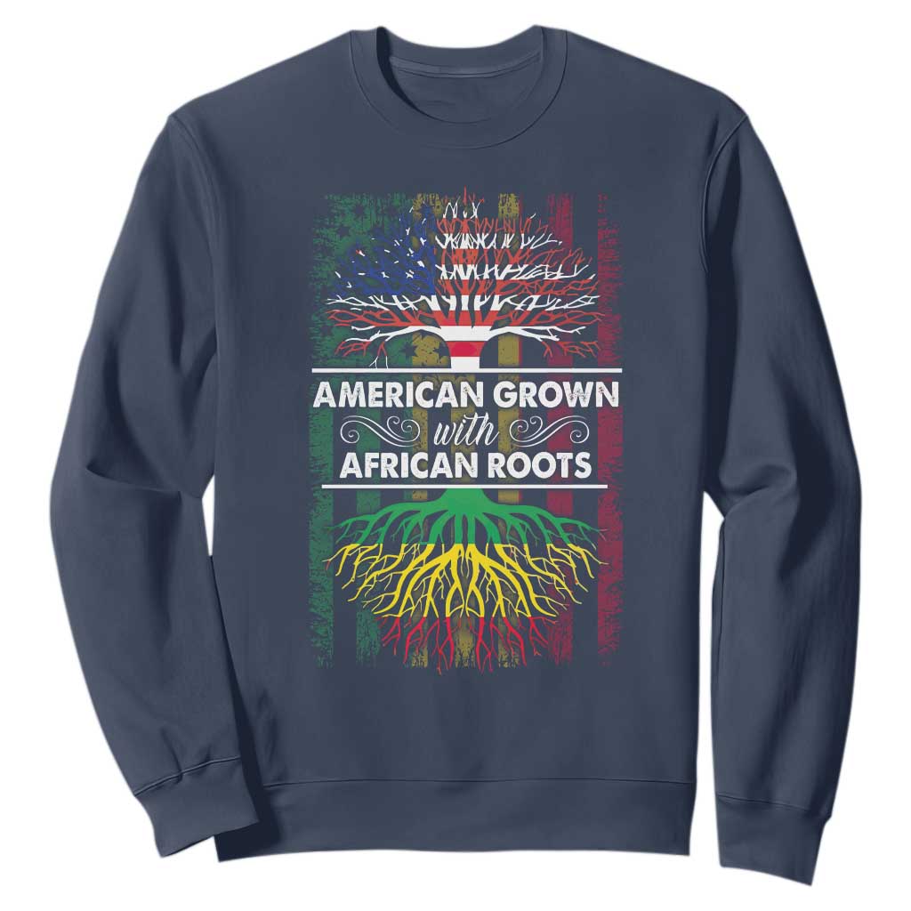 African American Roots Sweatshirt American Grown With African Roots US Flag Tree
