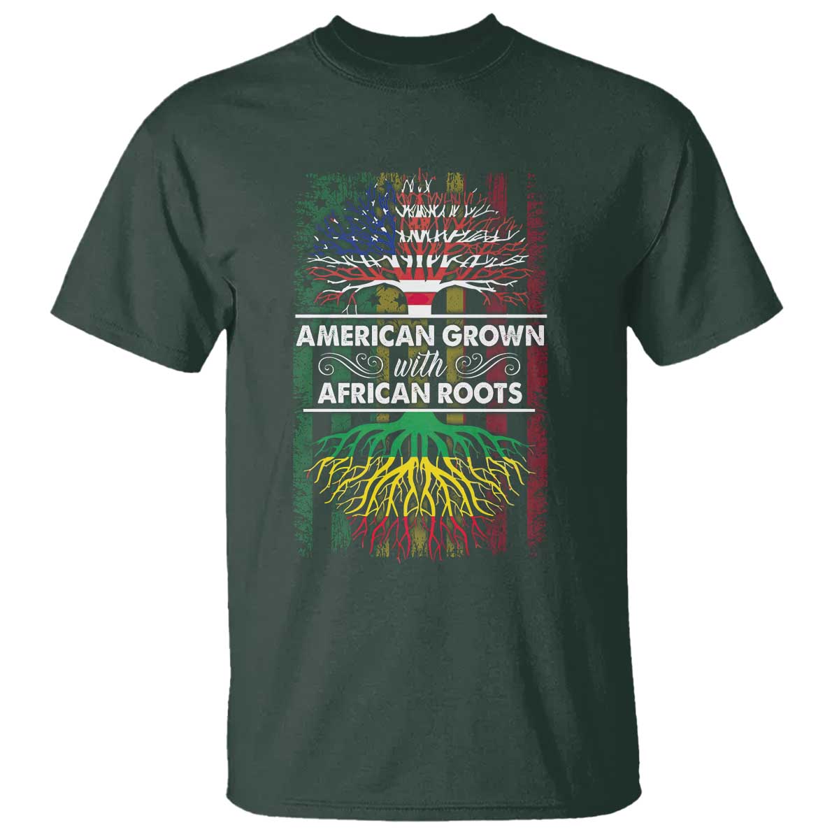 African American Roots T Shirt American Grown With African Roots US Flag Tree