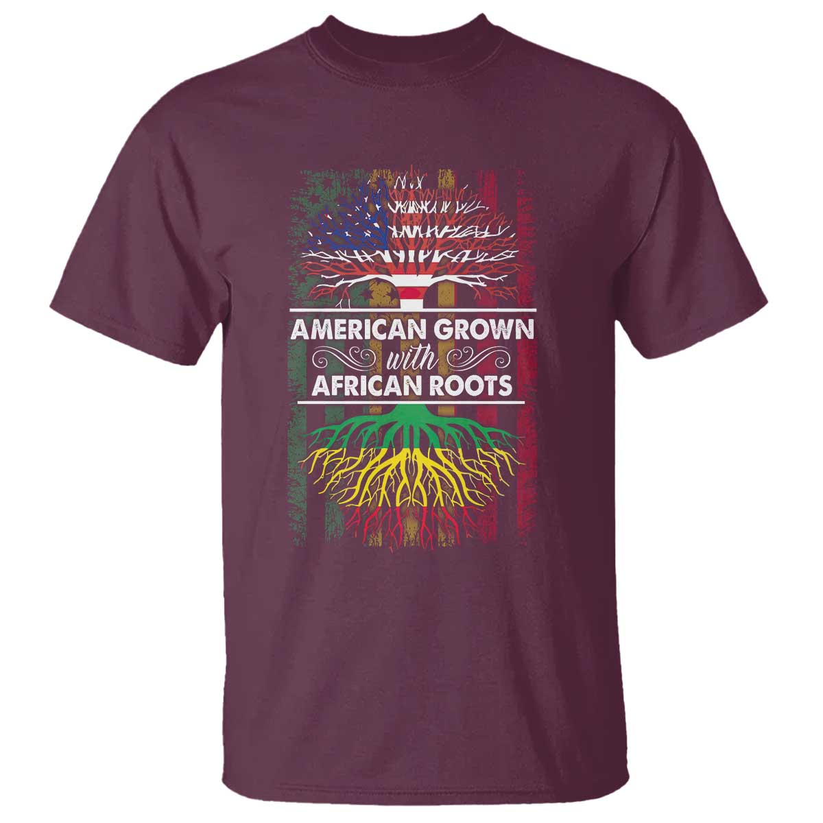 African American Roots T Shirt American Grown With African Roots US Flag Tree