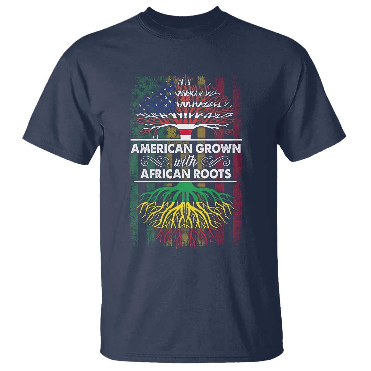 African American Roots T Shirt American Grown With African Roots US Flag Tree