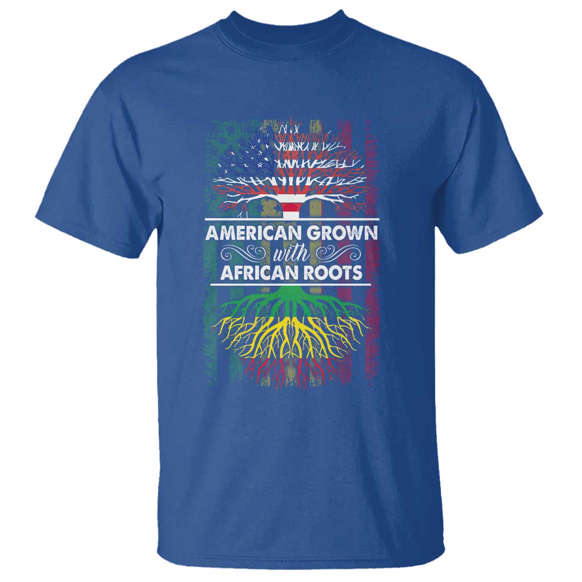 African American Roots T Shirt American Grown With African Roots US Flag Tree