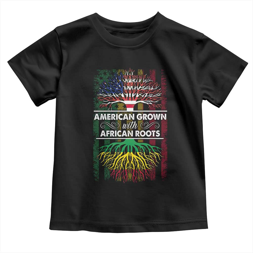 African American Roots Toddler T Shirt American Grown With African Roots US Flag Tree