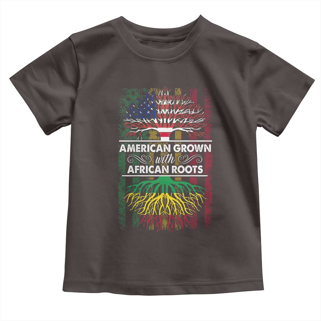 African American Roots Toddler T Shirt American Grown With African Roots US Flag Tree