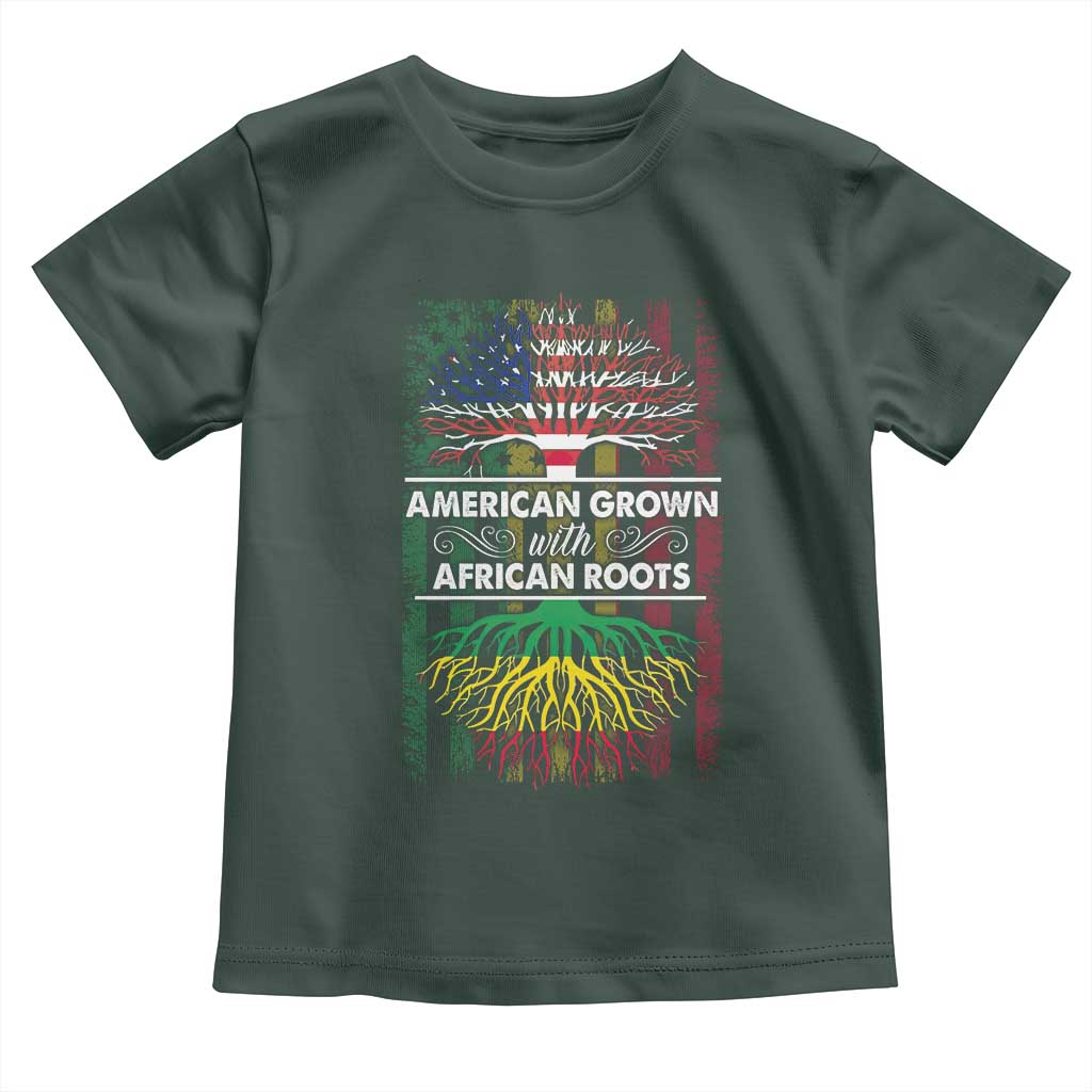 African American Roots Toddler T Shirt American Grown With African Roots US Flag Tree