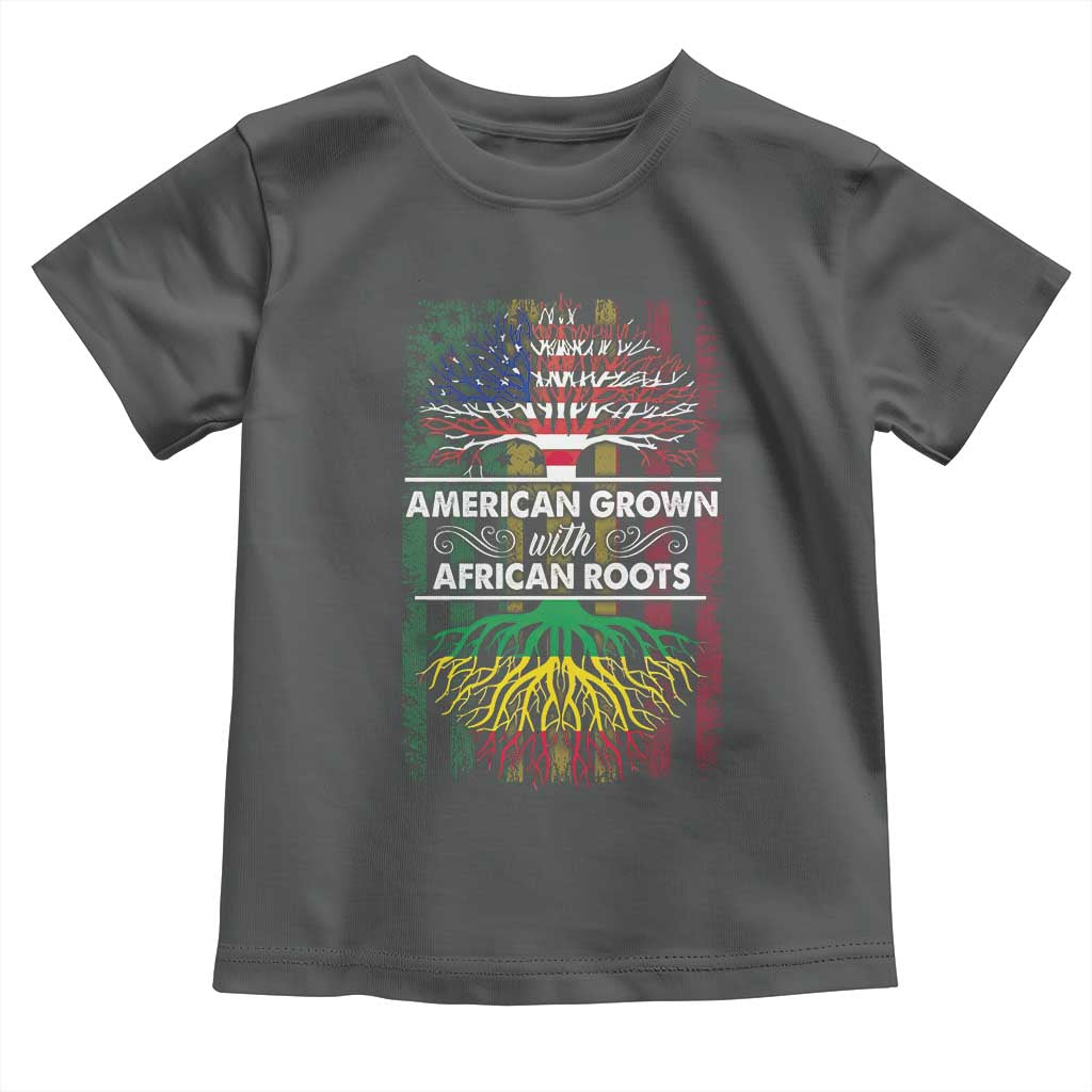 African American Roots Toddler T Shirt American Grown With African Roots US Flag Tree