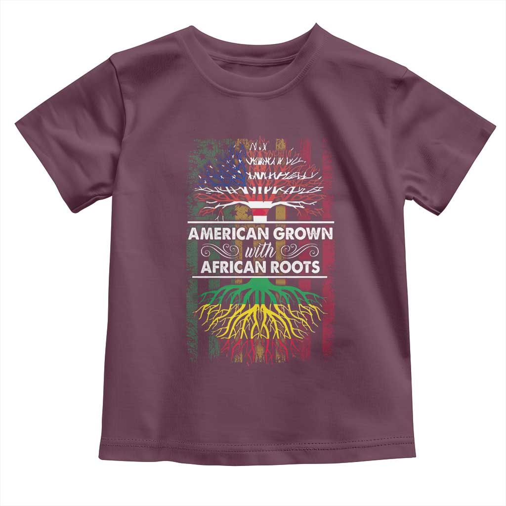 African American Roots Toddler T Shirt American Grown With African Roots US Flag Tree
