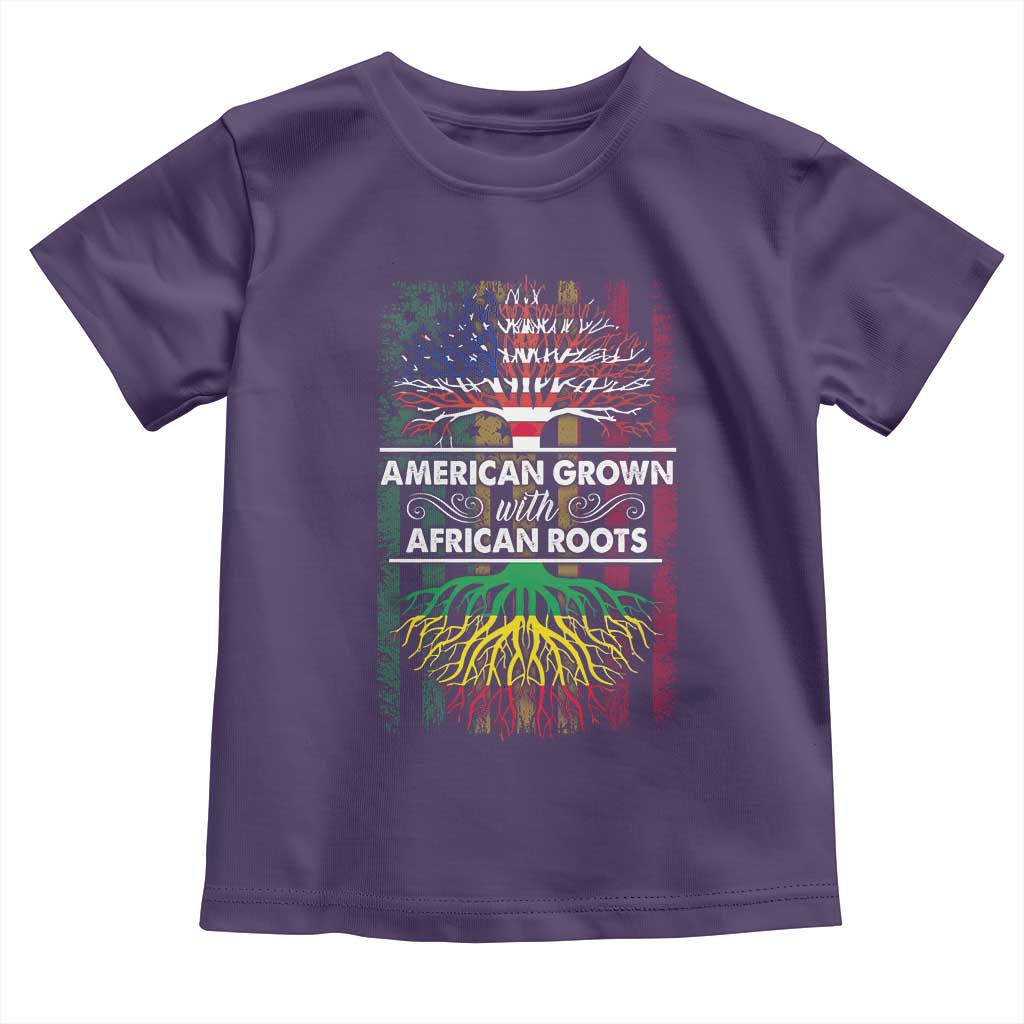 African American Roots Toddler T Shirt American Grown With African Roots US Flag Tree
