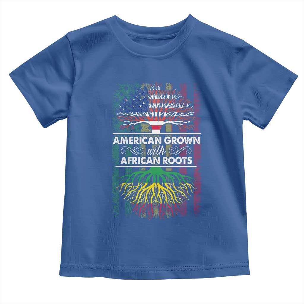 African American Roots Toddler T Shirt American Grown With African Roots US Flag Tree