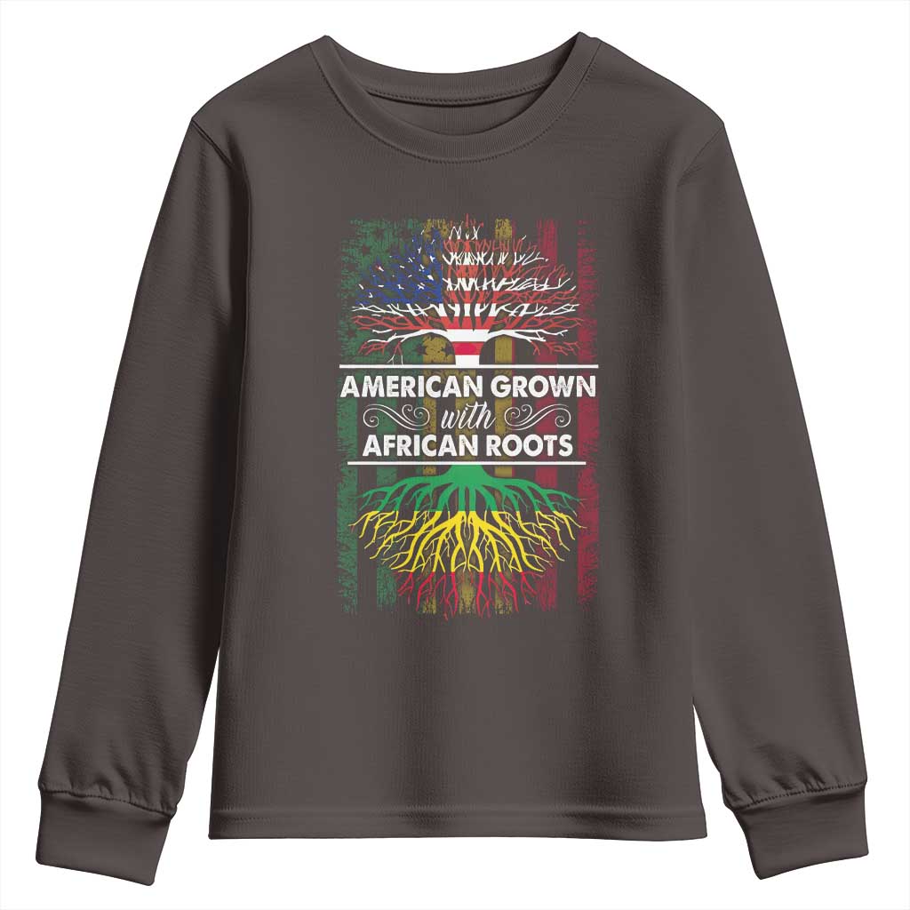 African American Roots Youth Sweatshirt American Grown With African Roots US Flag Tree