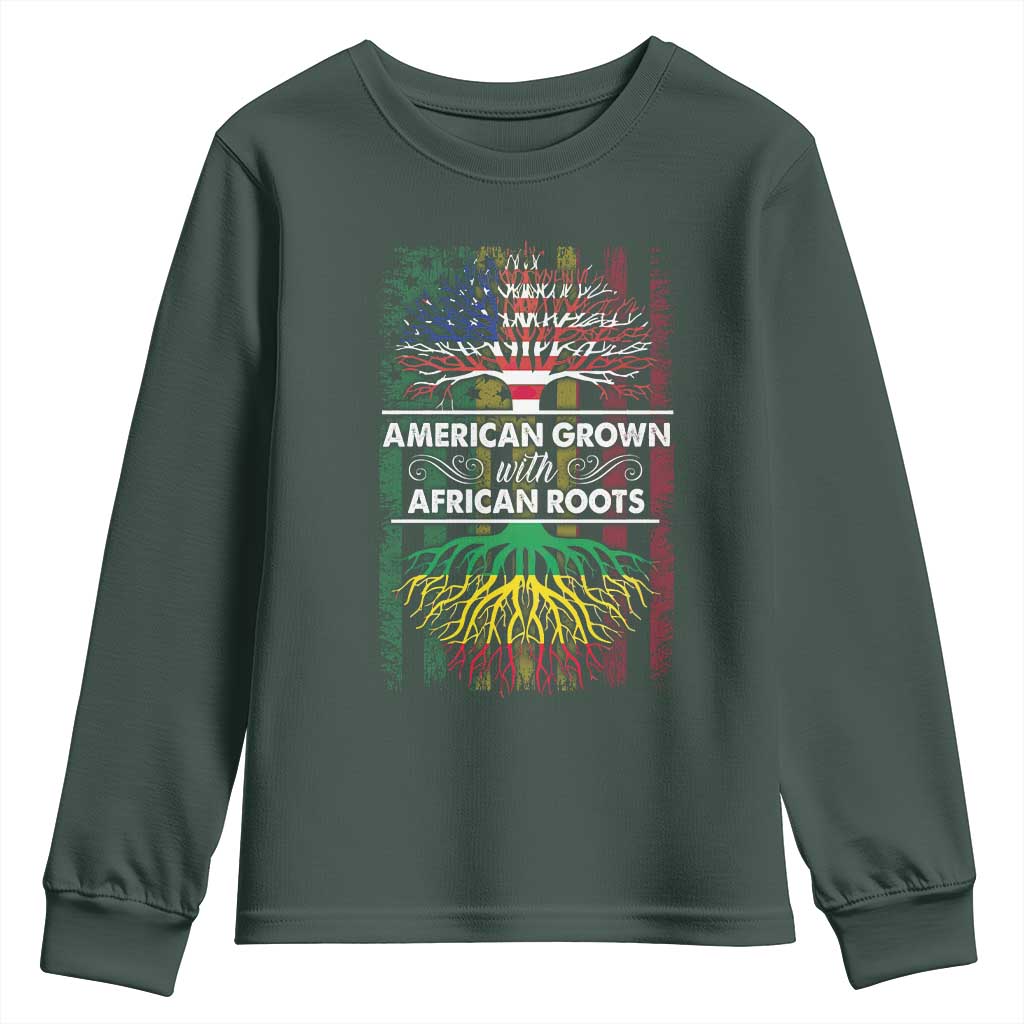 African American Roots Youth Sweatshirt American Grown With African Roots US Flag Tree
