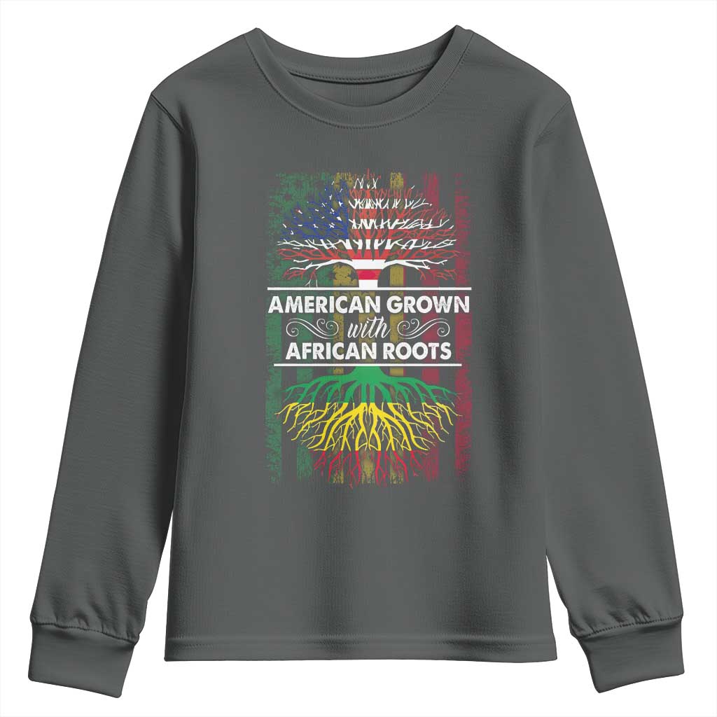 African American Roots Youth Sweatshirt American Grown With African Roots US Flag Tree