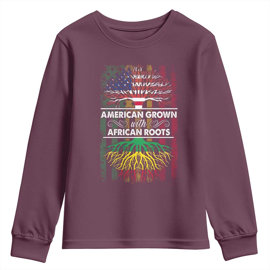 African American Roots Youth Sweatshirt American Grown With African Roots US Flag Tree