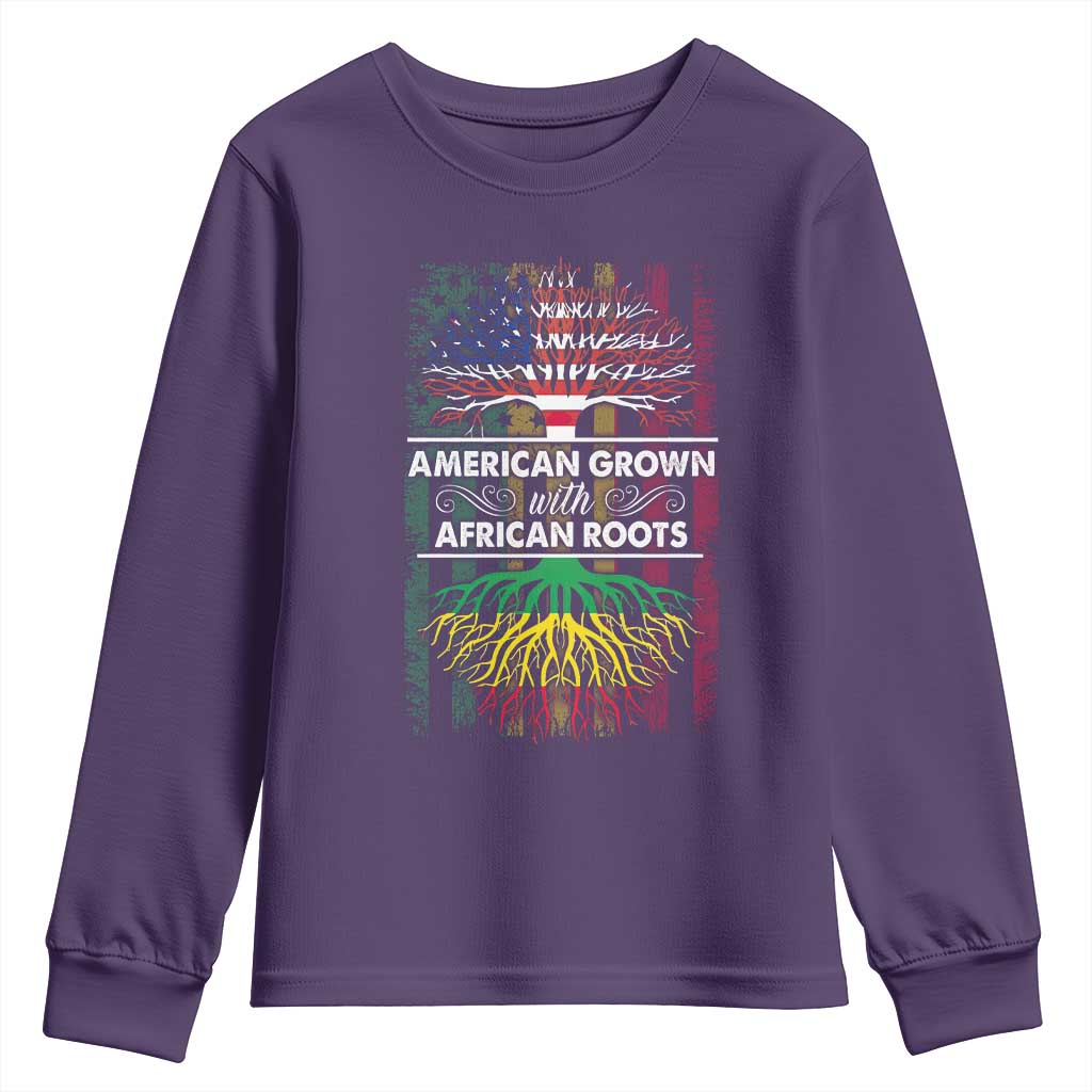 African American Roots Youth Sweatshirt American Grown With African Roots US Flag Tree