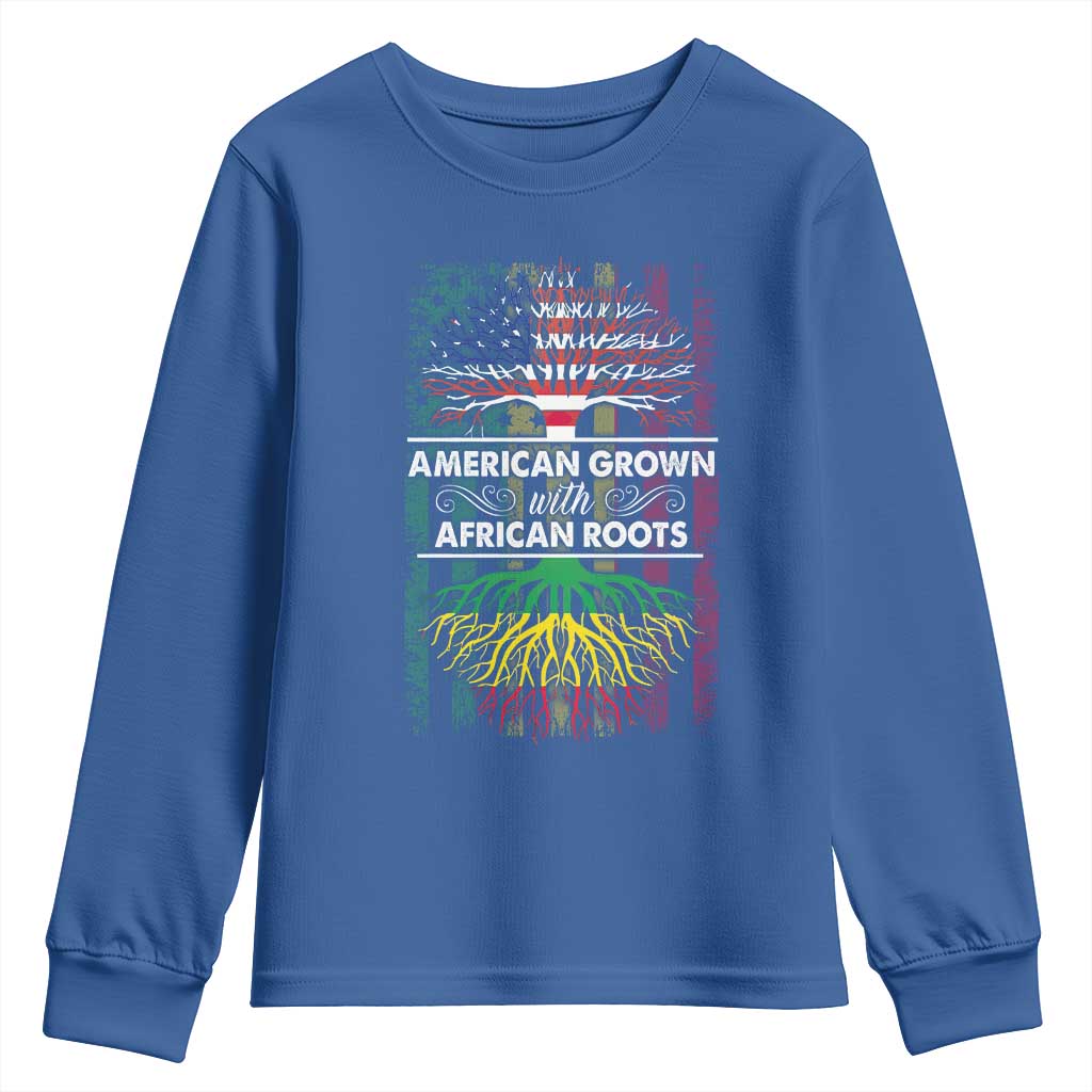 African American Roots Youth Sweatshirt American Grown With African Roots US Flag Tree