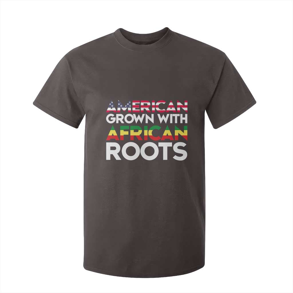 African American Roots T Shirt For Kid American Grown With African Roots US Flag