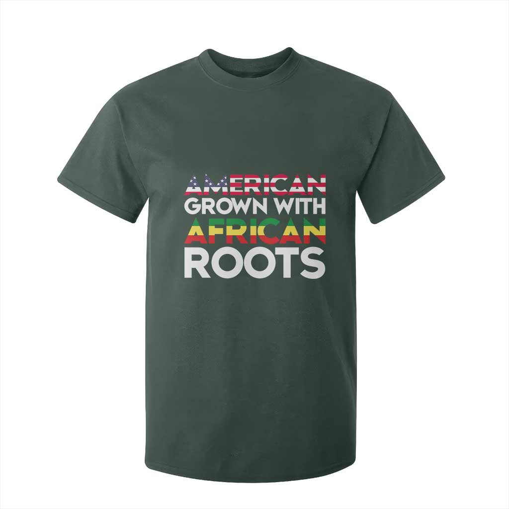 African American Roots T Shirt For Kid American Grown With African Roots US Flag