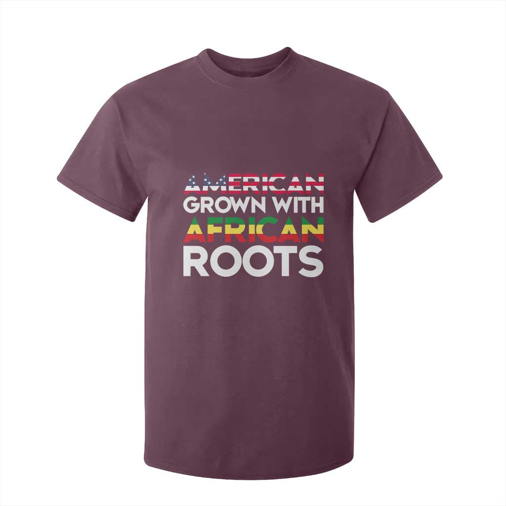 African American Roots T Shirt For Kid American Grown With African Roots US Flag