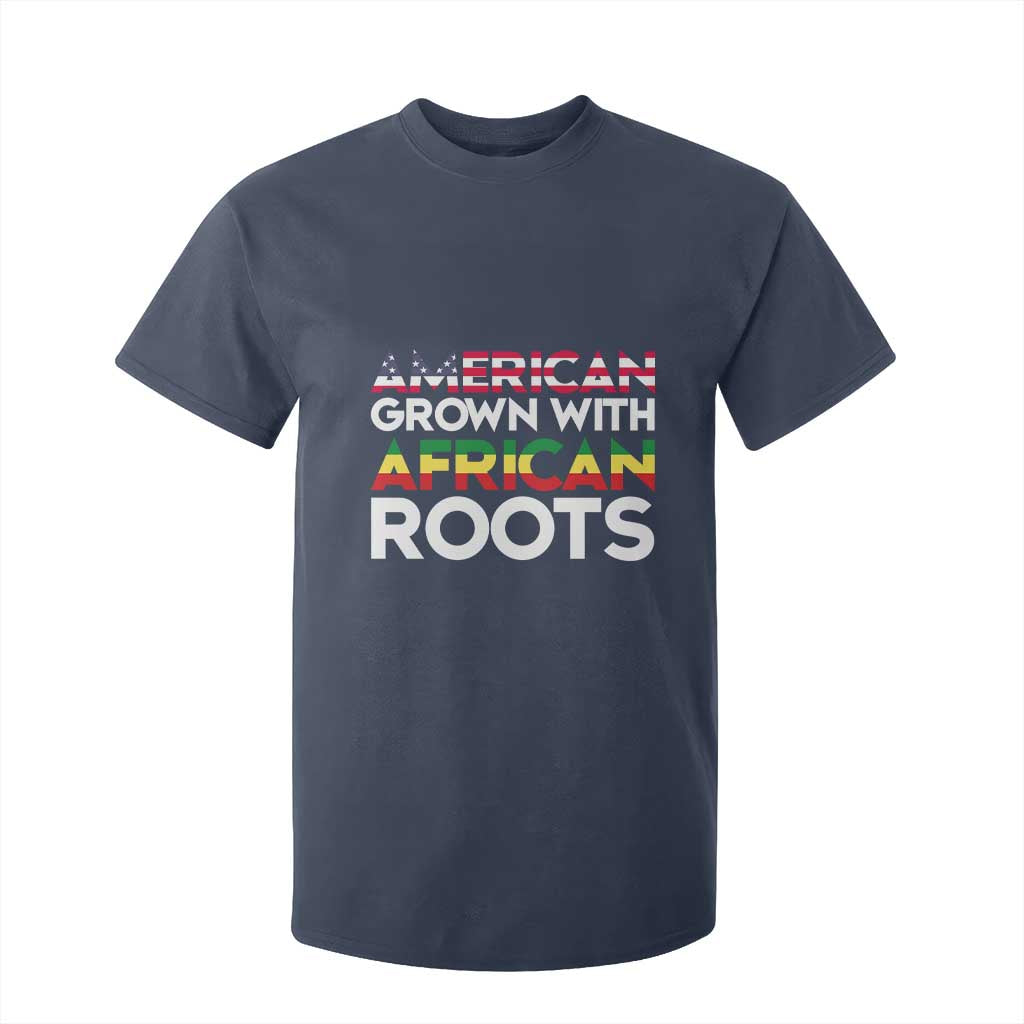 African American Roots T Shirt For Kid American Grown With African Roots US Flag