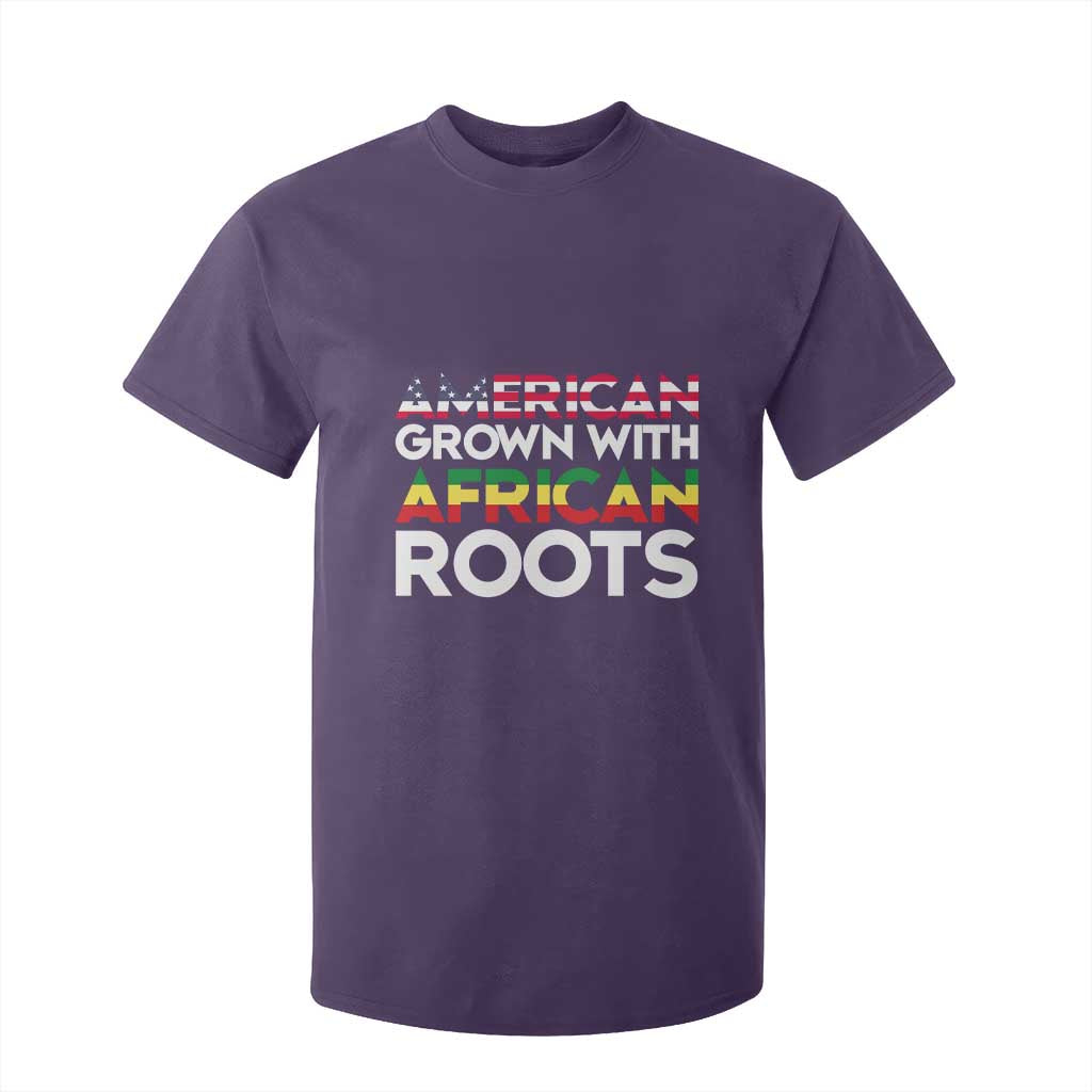 African American Roots T Shirt For Kid American Grown With African Roots US Flag
