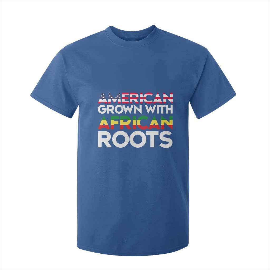 African American Roots T Shirt For Kid American Grown With African Roots US Flag