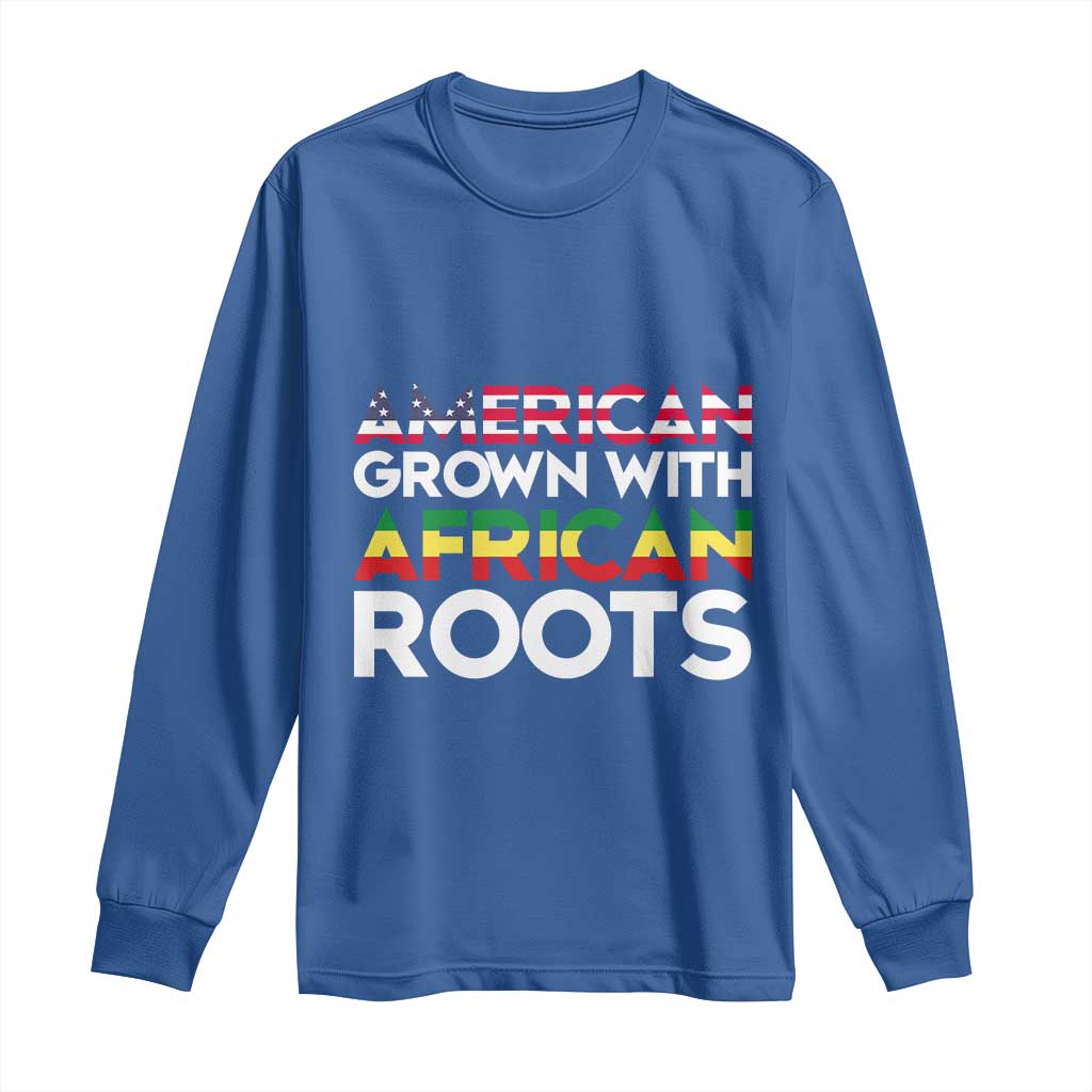 African American Roots Long Sleeve Shirt American Grown With African Roots US Flag