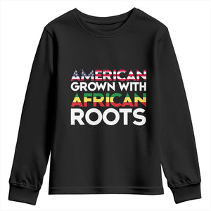 African American Roots Youth Long Sleeve Shirt American Grown With African Roots US Flag
