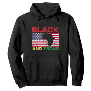African American Hoodie Black And Proud US Flag Africa Map