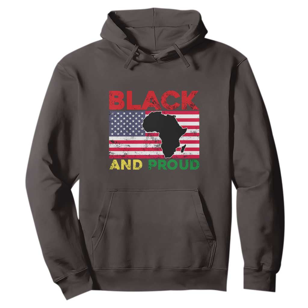 African American Hoodie Black And Proud US Flag Africa Map