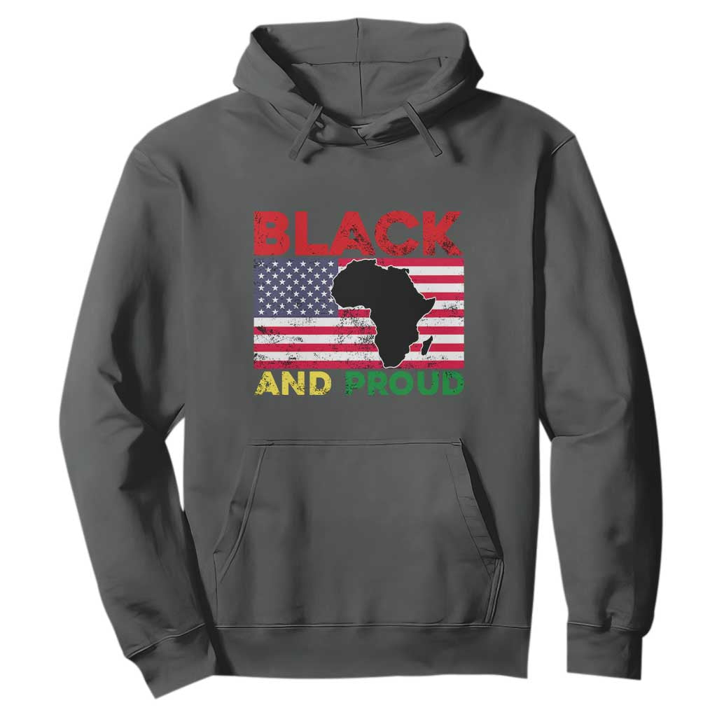 African American Hoodie Black And Proud US Flag Africa Map