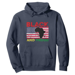 African American Hoodie Black And Proud US Flag Africa Map