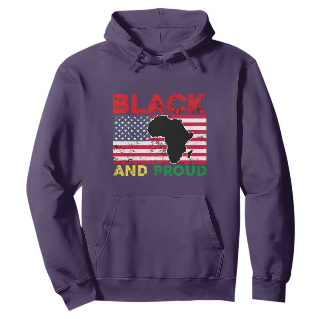 African American Hoodie Black And Proud US Flag Africa Map