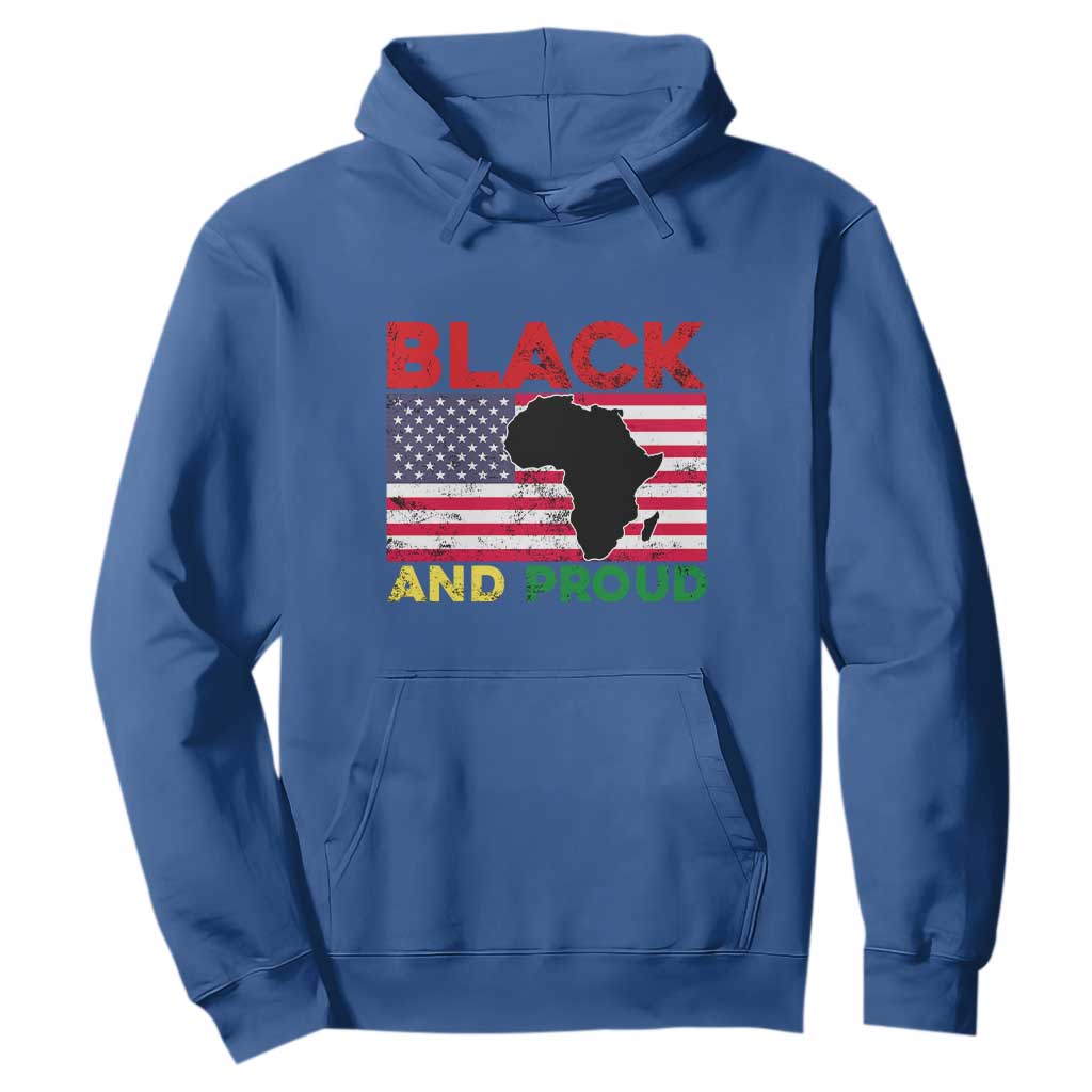 African American Hoodie Black And Proud US Flag Africa Map