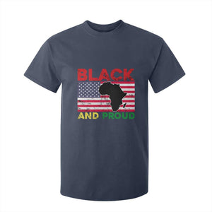 African American T Shirt For Kid Black And Proud US Flag Africa Map