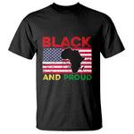 African American T Shirt Black And Proud US Flag Africa Map