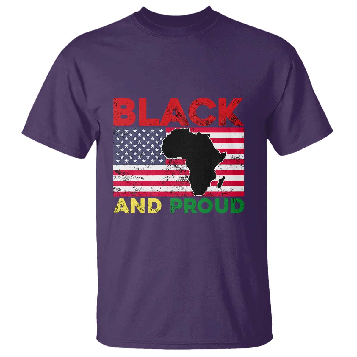 African American T Shirt Black And Proud US Flag Africa Map
