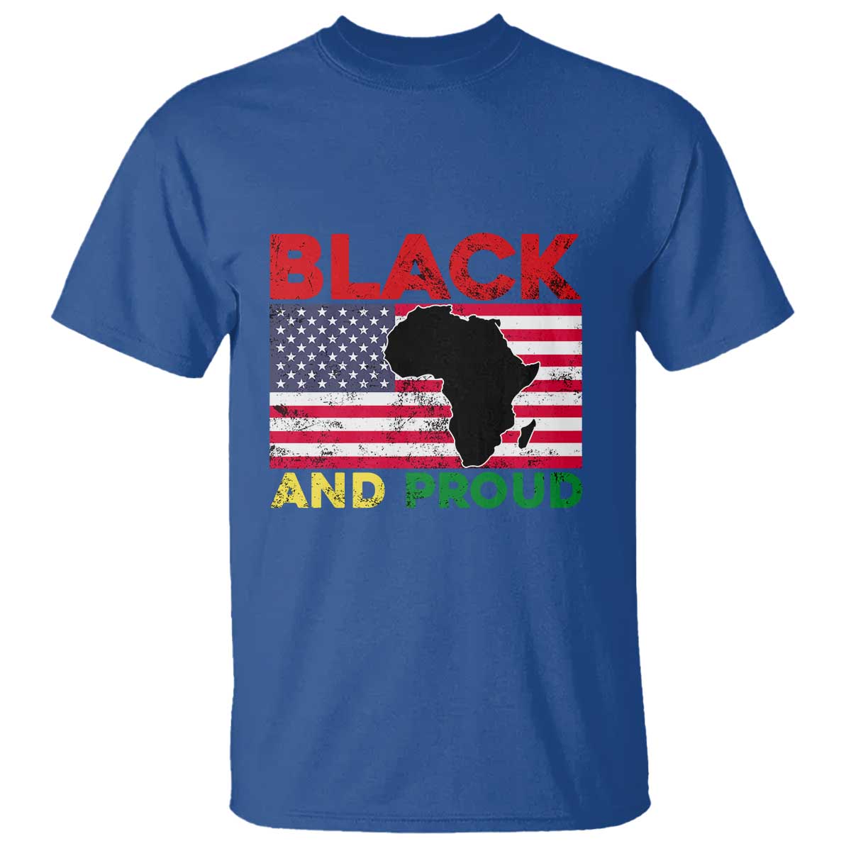 African American T Shirt Black And Proud US Flag Africa Map