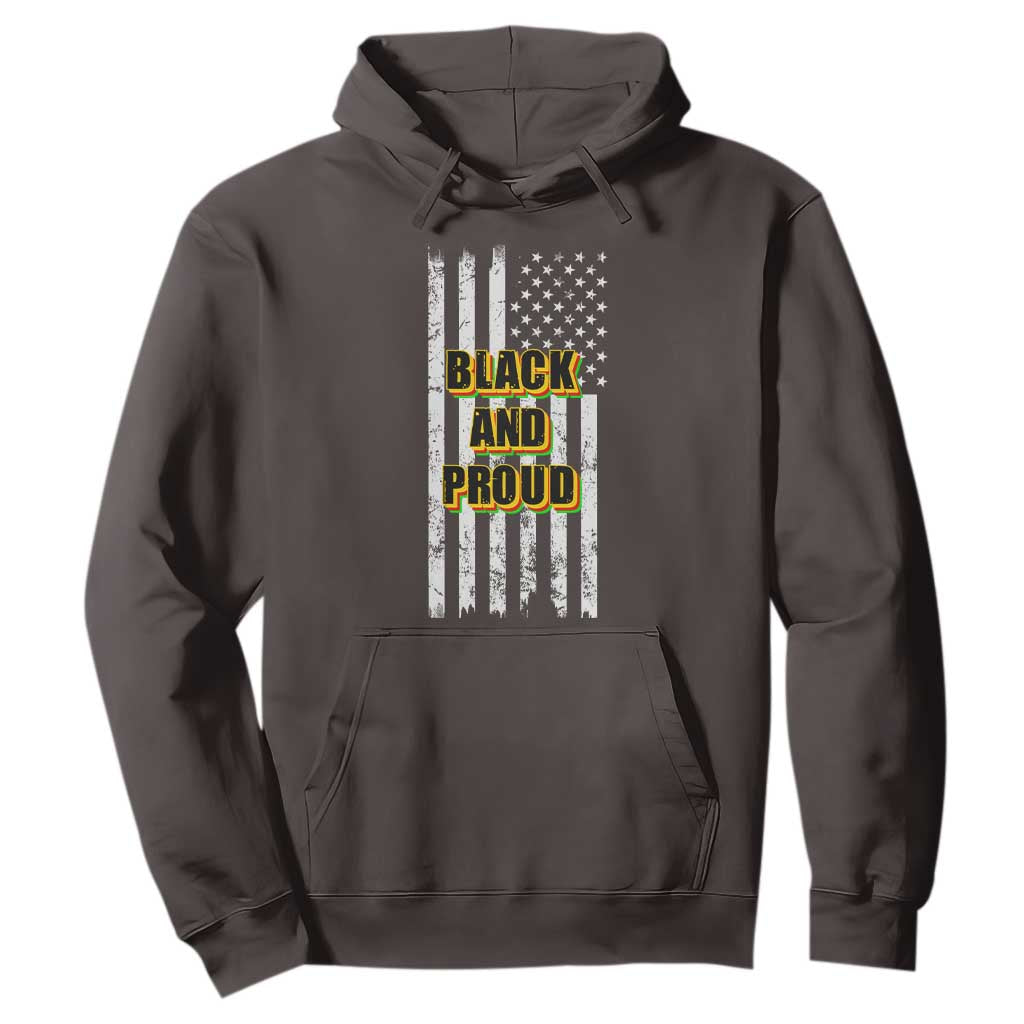 African American Hoodie Black And Proud US Flag BHM