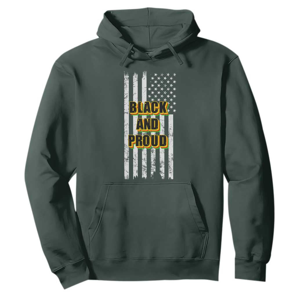 African American Hoodie Black And Proud US Flag BHM