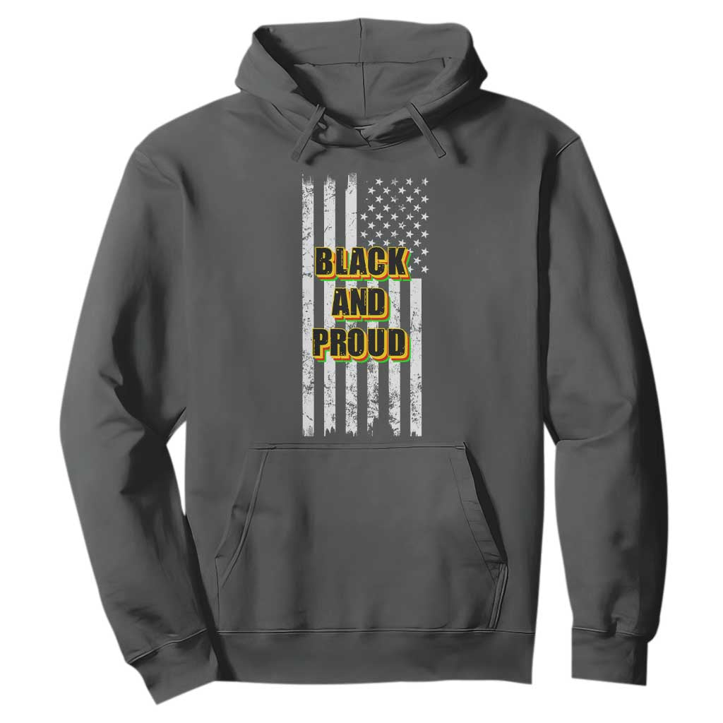 African American Hoodie Black And Proud US Flag BHM