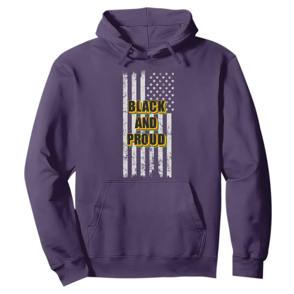 African American Hoodie Black And Proud US Flag BHM