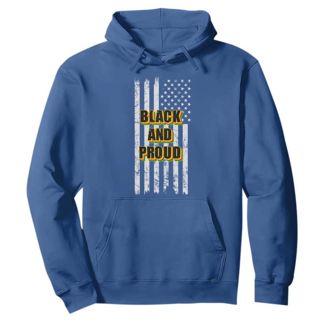 African American Hoodie Black And Proud US Flag BHM