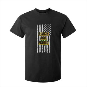 African American T Shirt For Kid Black And Proud US Flag BHM