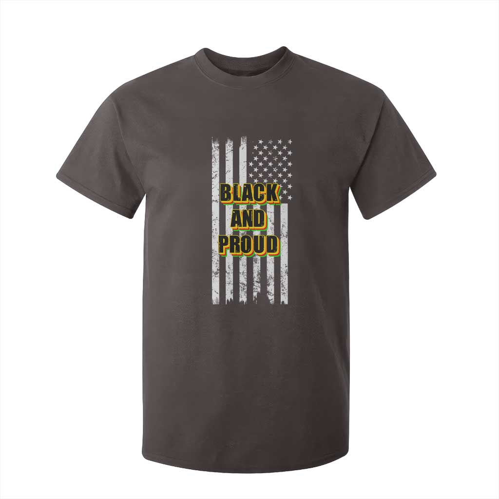 African American T Shirt For Kid Black And Proud US Flag BHM