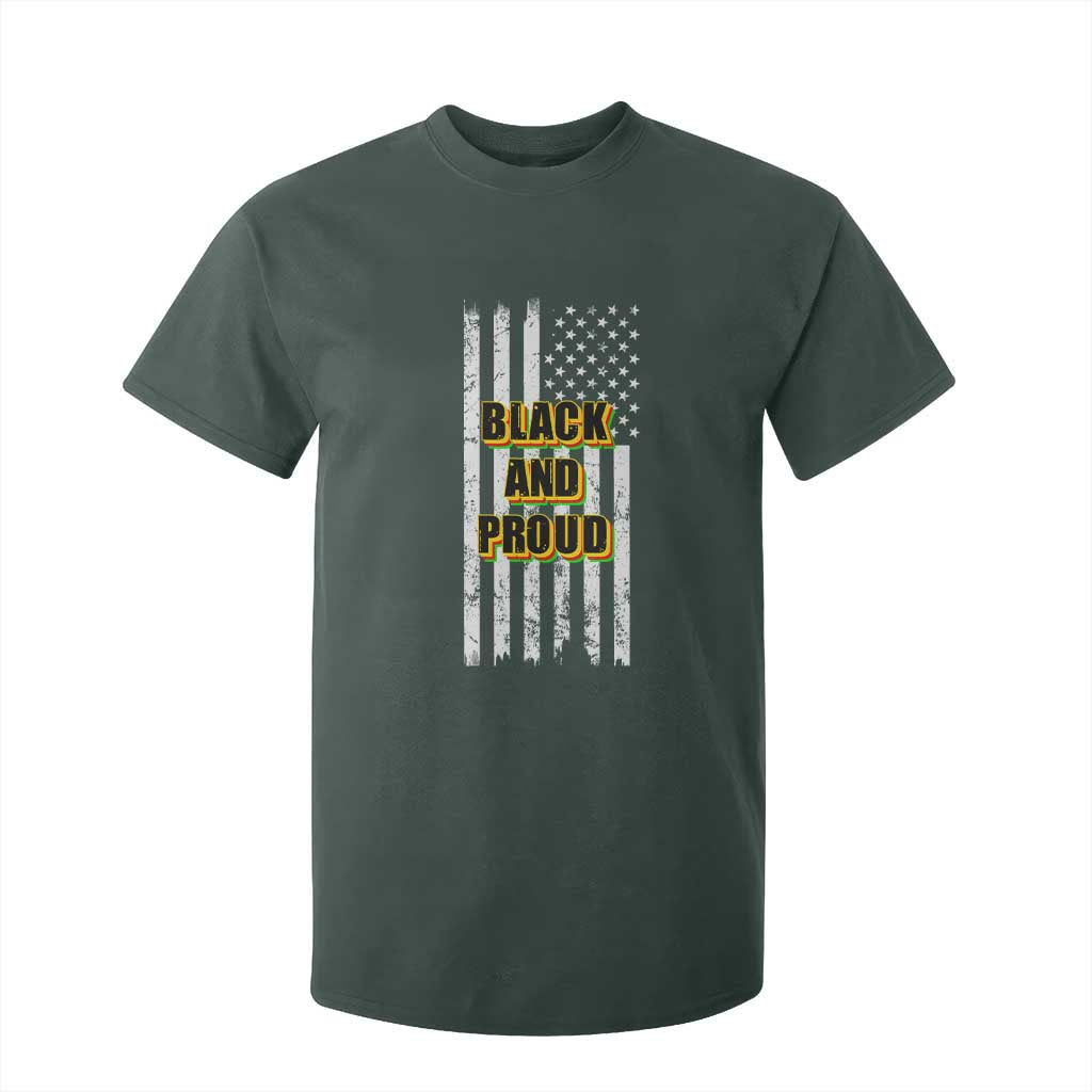 African American T Shirt For Kid Black And Proud US Flag BHM