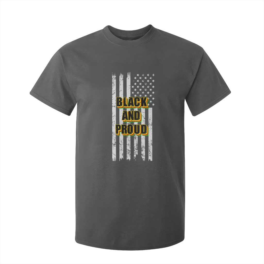 African American T Shirt For Kid Black And Proud US Flag BHM
