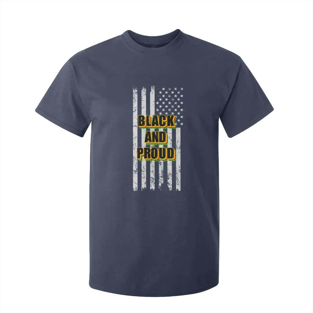 African American T Shirt For Kid Black And Proud US Flag BHM